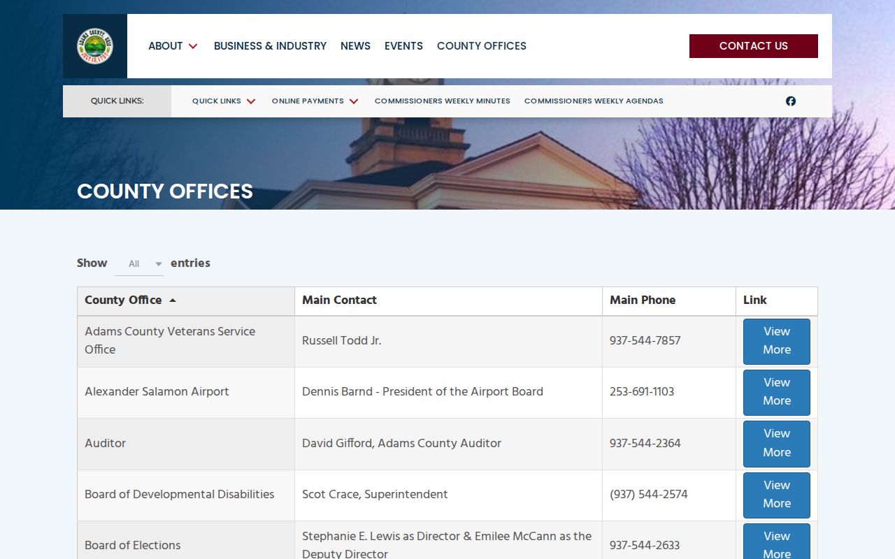 Adams County docket search county offices directory