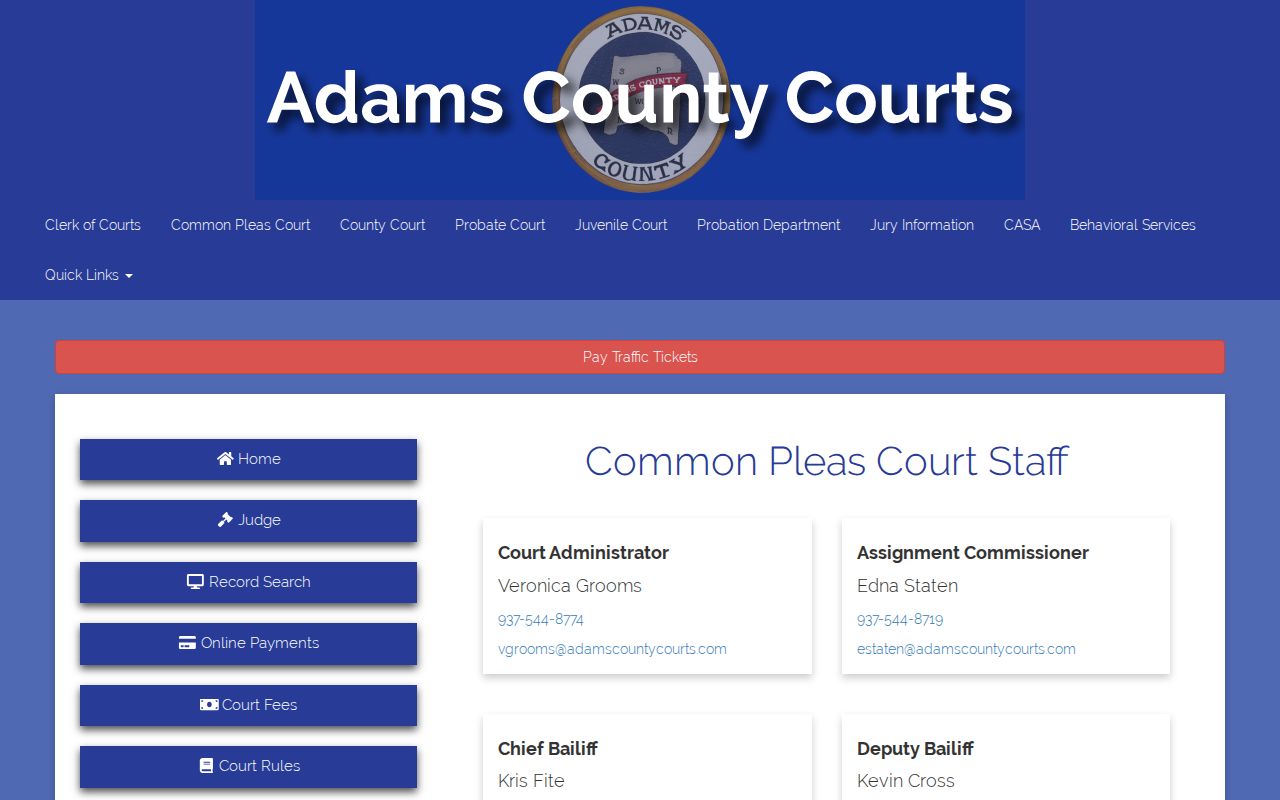 Adams County court calendar Assignment Commissioner contact directory