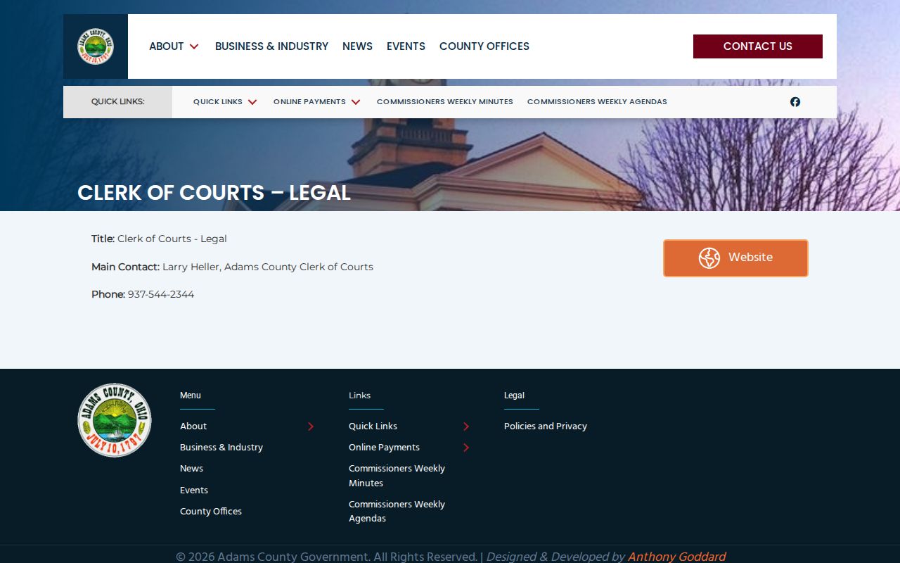 Adams County Clerk of Courts Legal information for criminal docket records