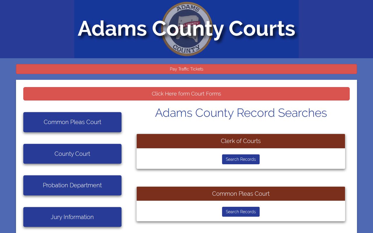 Adams County court docket Record Searches selector