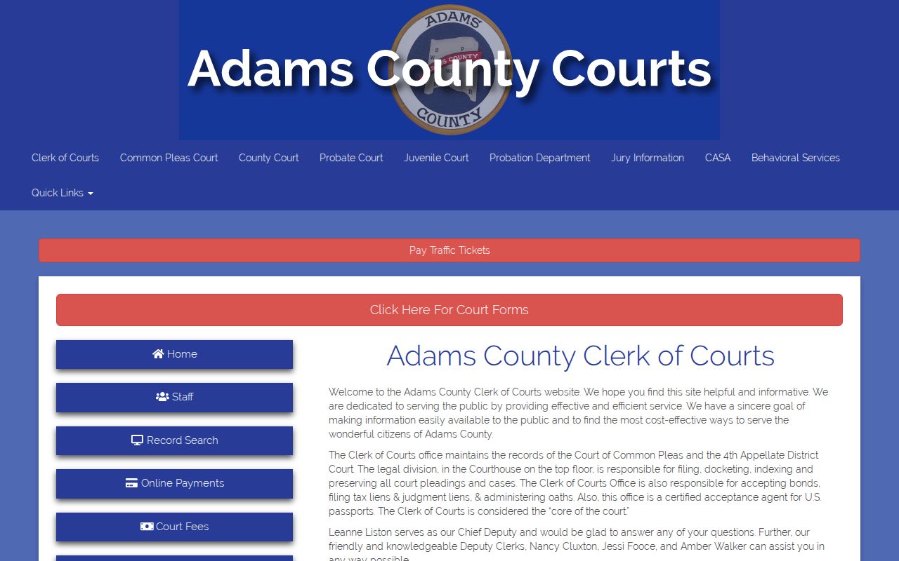 Adams County court docket Clerk of Courts Room 207