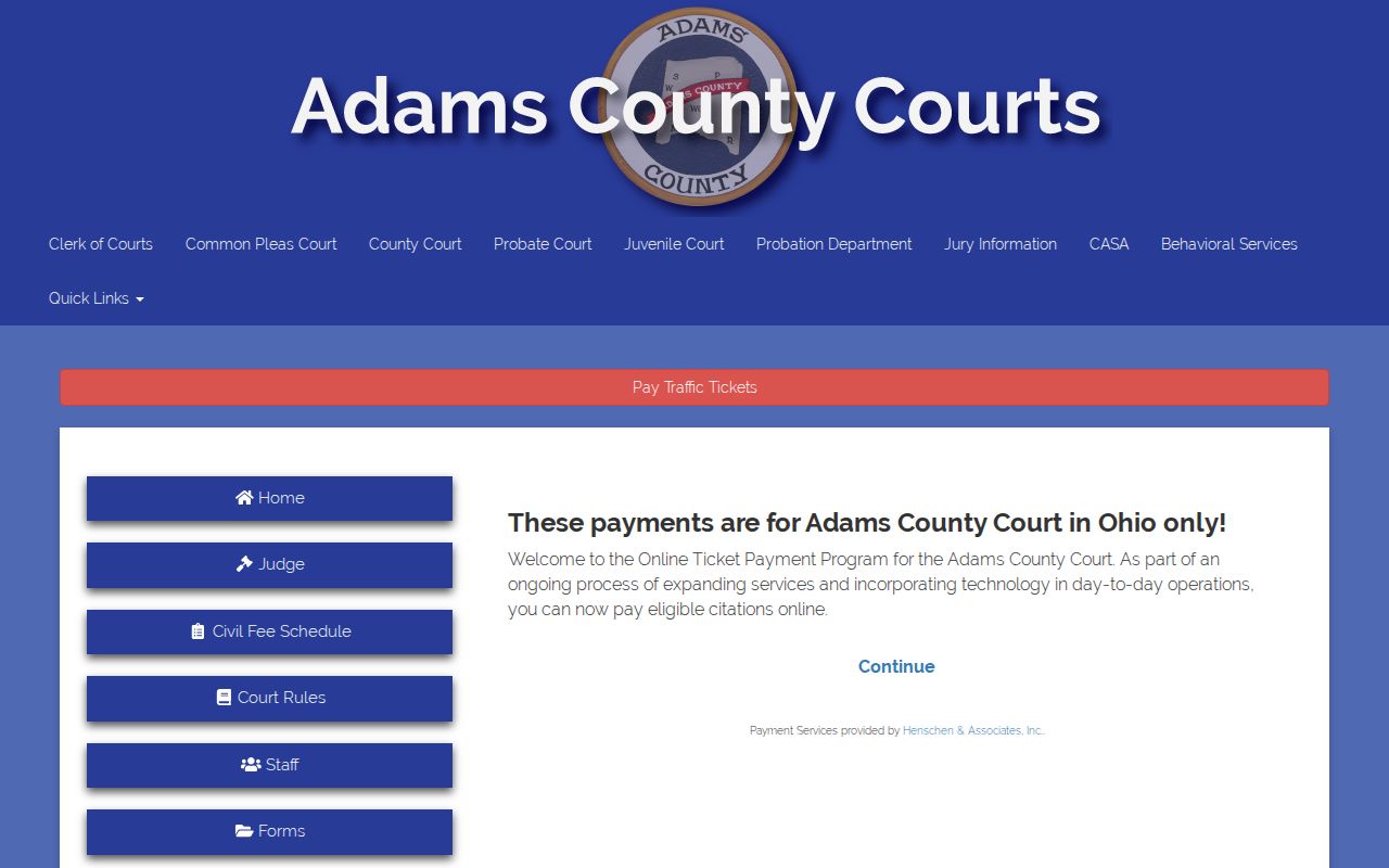 Adams County traffic court records online ticket payment program